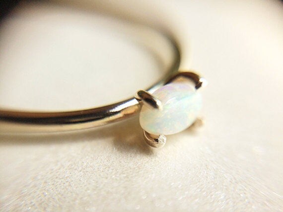 Opal Ring, Birthstone, October, Solid Gold Stacking Ring, Engagement Ring, Eco Friendly Recycled, Oval Opal Ring, Solid Gold Opal Ring