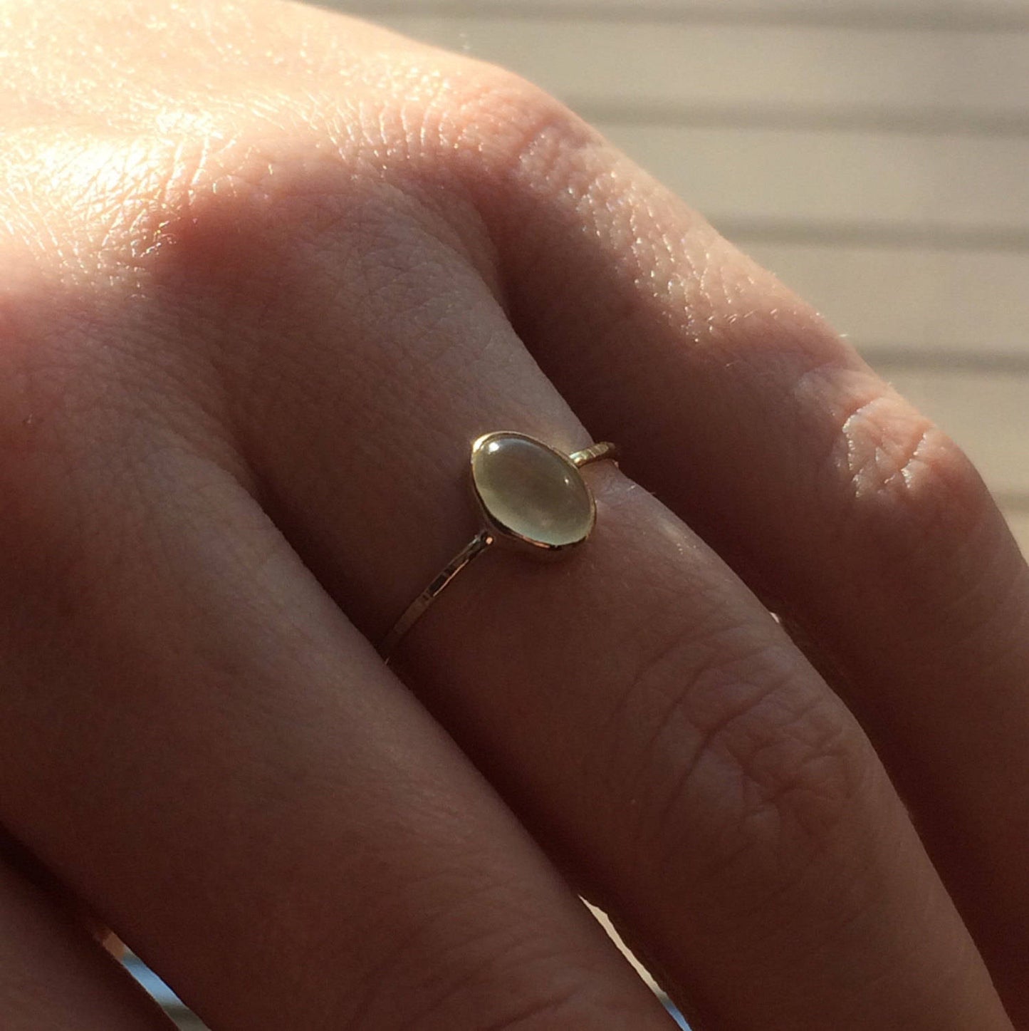 Prehnite Ring, Gold Prehnite Ring, Green Gemstone Ring, Simple Gold Ring, Delicate Prehnite Jewelry, Prehnite Stone, Green Stone Gold Ring