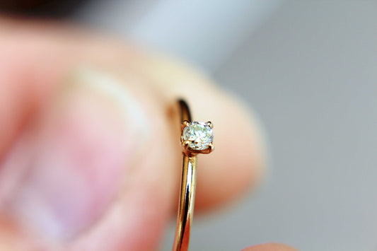 Diamond Ring, Genuine White Diamond Ring, White Diamond, Simple Diamond Ring, Minimal, Gift, April Birthstone Ring, Gold Diamond Ring, Gift