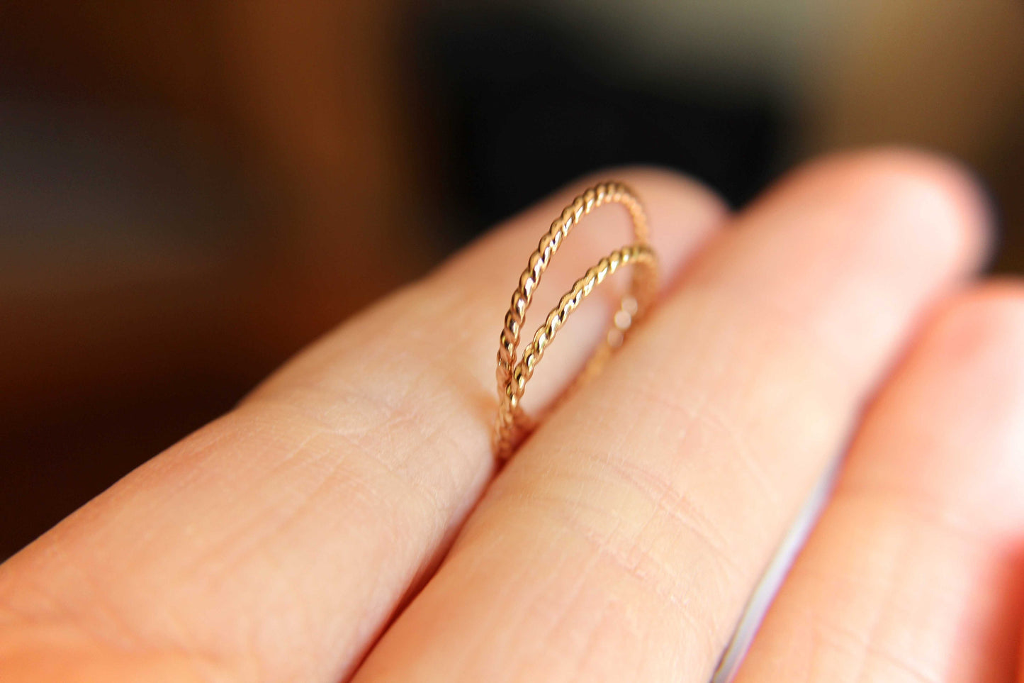 14kt Gold Rope Ring, Stackable Ring, Twisted Ring, Rope Band, Simple Band, Minimalist, Thumb Ring, Stacker, Boho Chic, Twist Ring, Gift