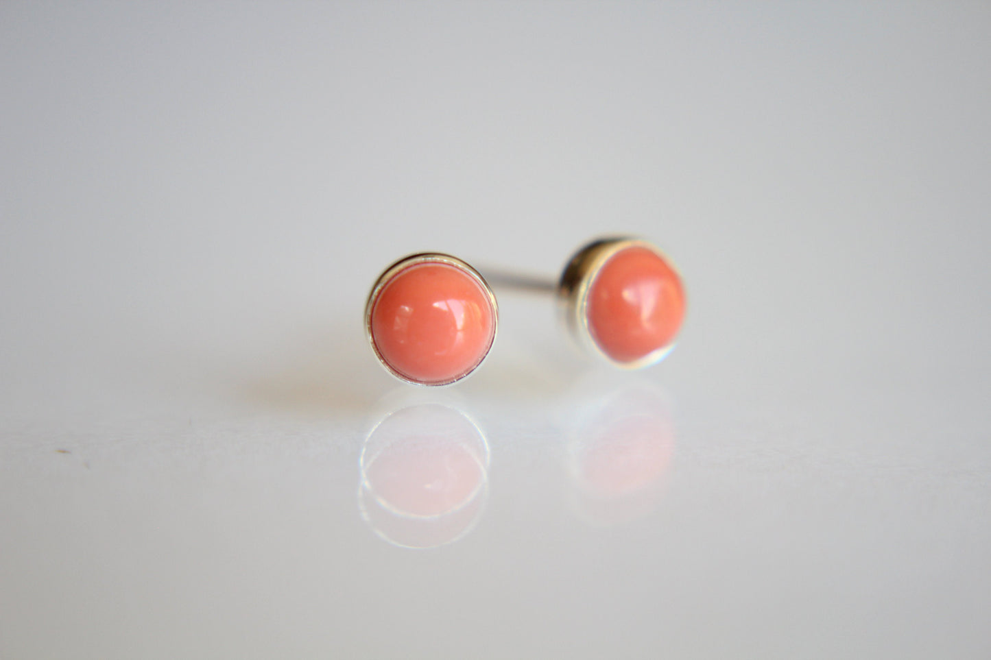 Coral Earrings, Coral Gemstone Earrings, Sterling Earrings, Post Earrings, Coral Post Earrings, Small Earrings, Minimalist Earrings, Gift