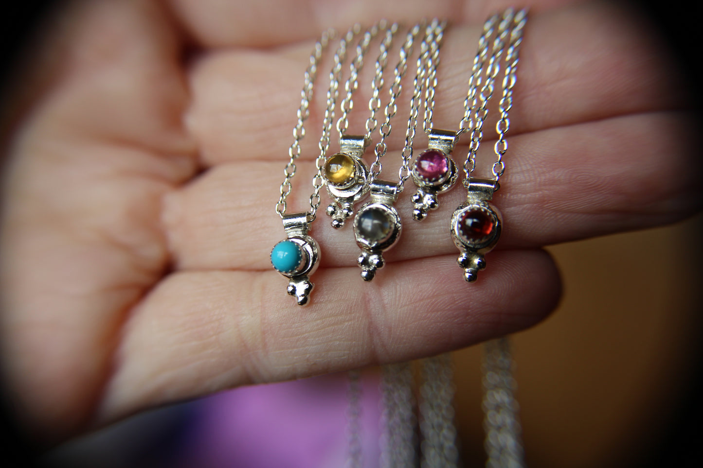 Amethyst Necklace, Tiny Labradorite Necklace, Minimalist, Recycled Necklace, Pick Your Gem Necklace, labradorite Jewelry, Pebble Necklace