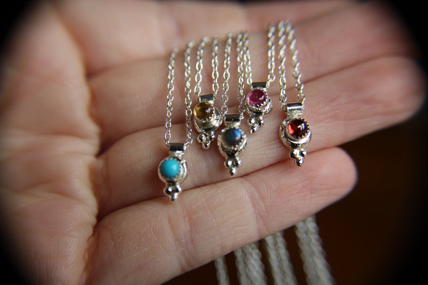 Amethyst Necklace, Tiny Labradorite Necklace, Minimalist, Recycled Necklace, Pick Your Gem Necklace, labradorite Jewelry, Pebble Necklace
