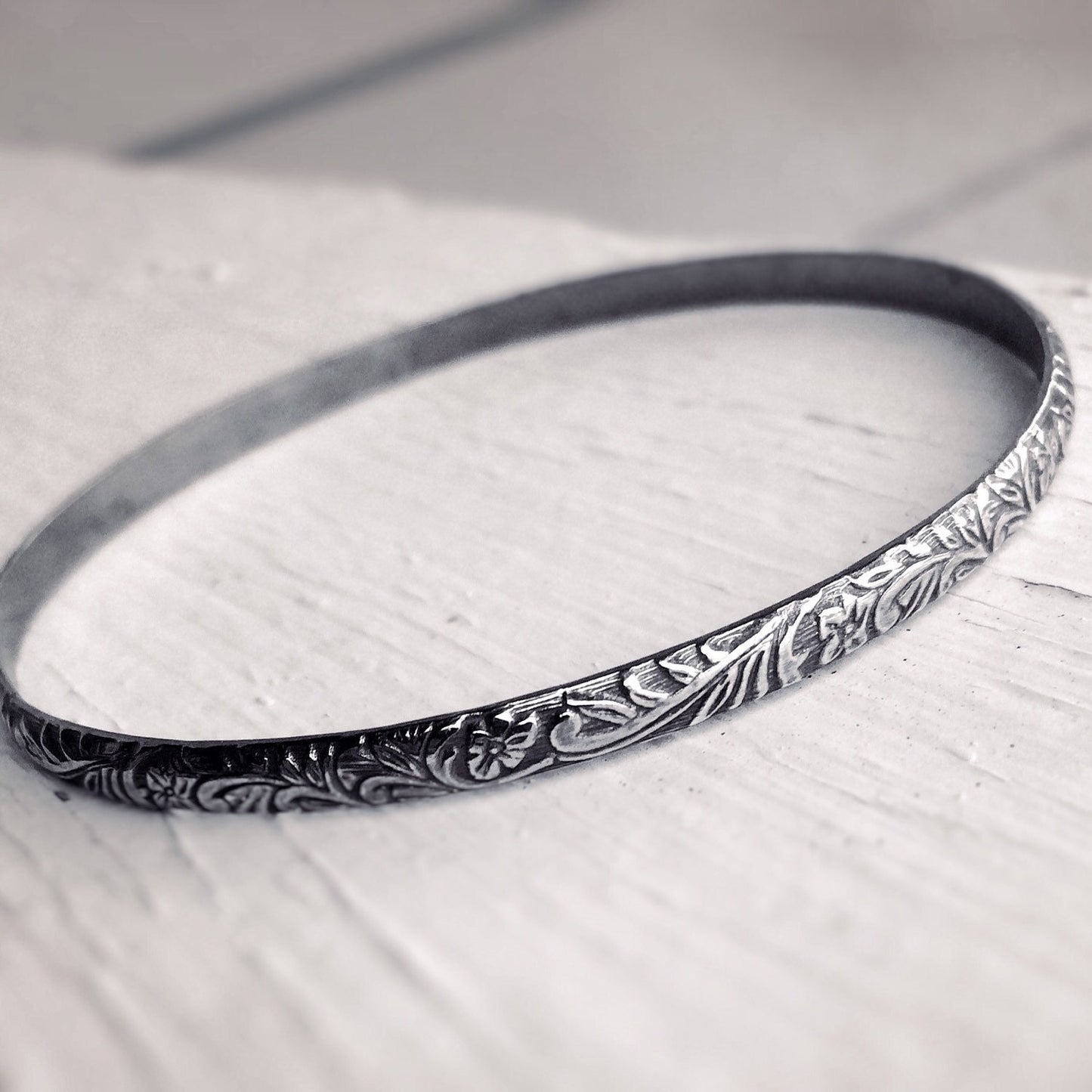 Floral Bangle, Bangle Bracelet, Thick Bangle, Floral Jewelry, Boho Chic, Gypsy, Stacking Bangle, Floral, Minimalist, Vintage Inspired