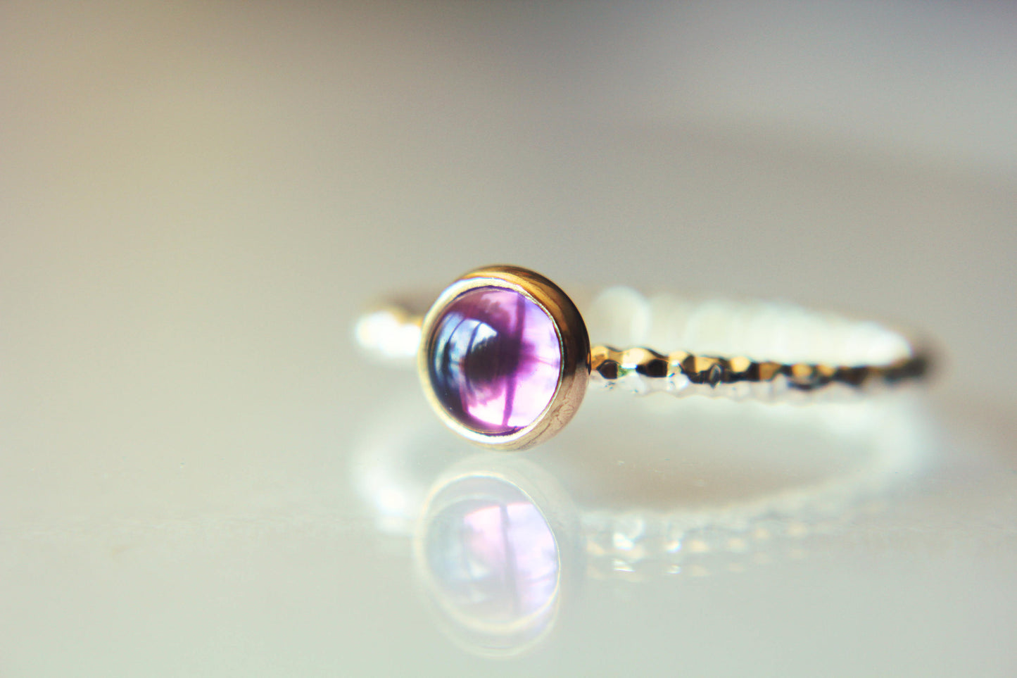 Amethyst Ring, Stacking Ring, Gemstone Ring, Cocktail Ring, Amethyst, Amethyst Engagement Ring, Amethyst Jewelry, Gold And Silver, 5mm