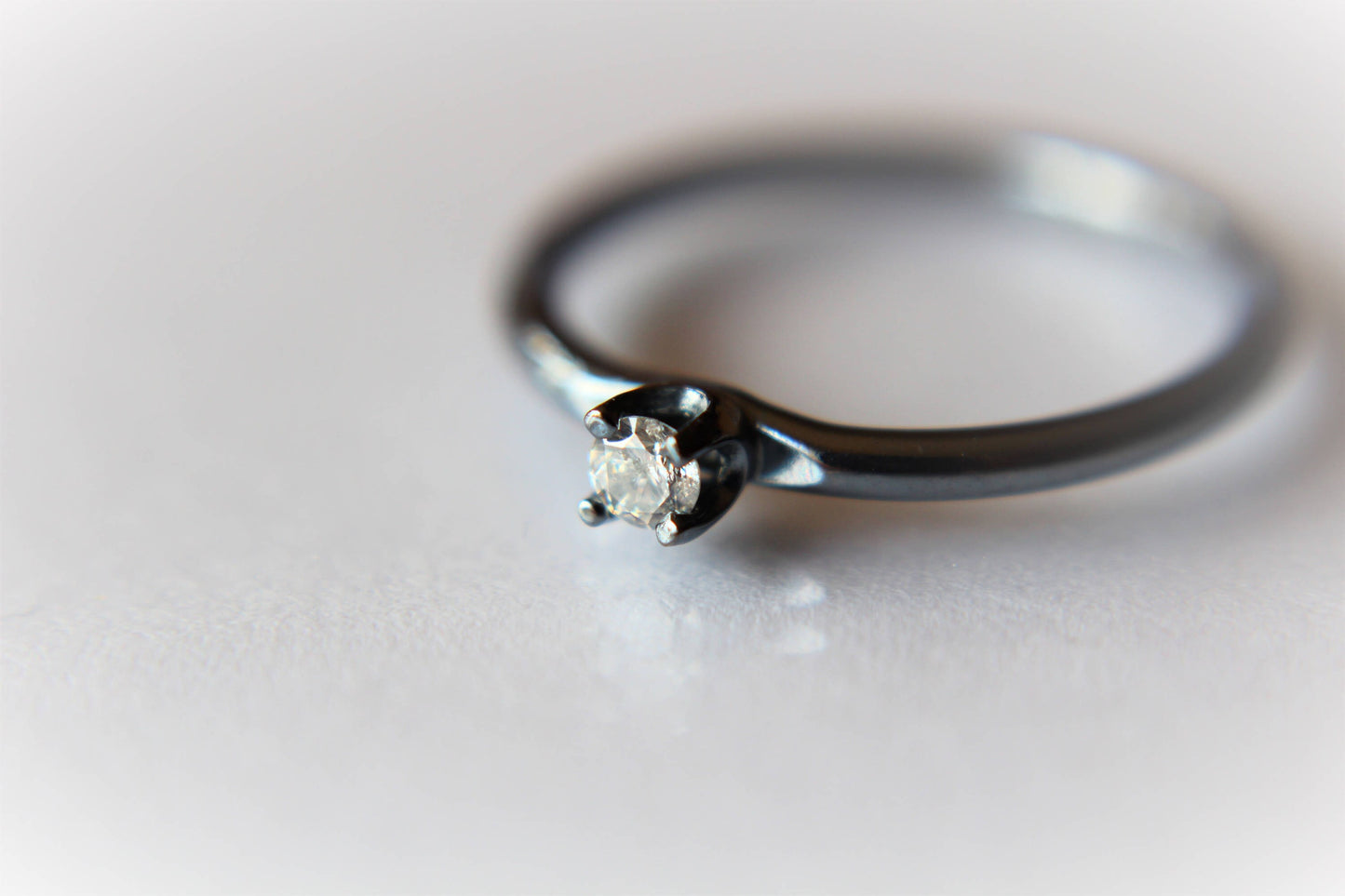 Diamond Ring, Genuine White Diamond Ring, White Diamond, Simple Diamond Ring, Minimal, Gift, April Birthstone Ring, Tiny Diamond Ring