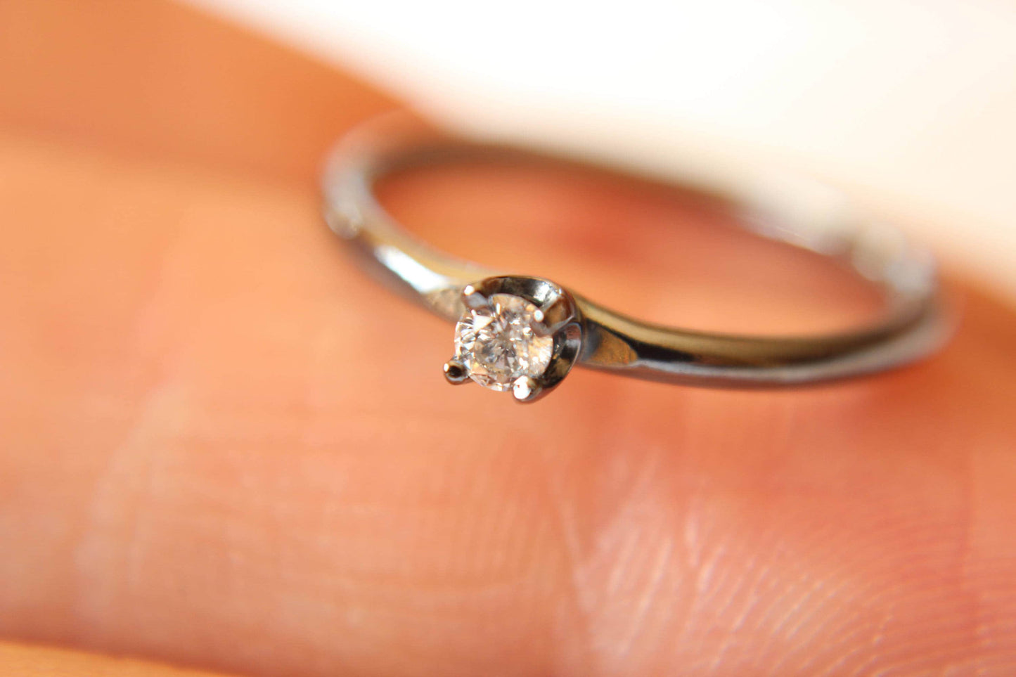 Diamond Ring, Genuine White Diamond Ring, White Diamond, Simple Diamond Ring, Minimal, Gift, April Birthstone Ring, Tiny Diamond Ring