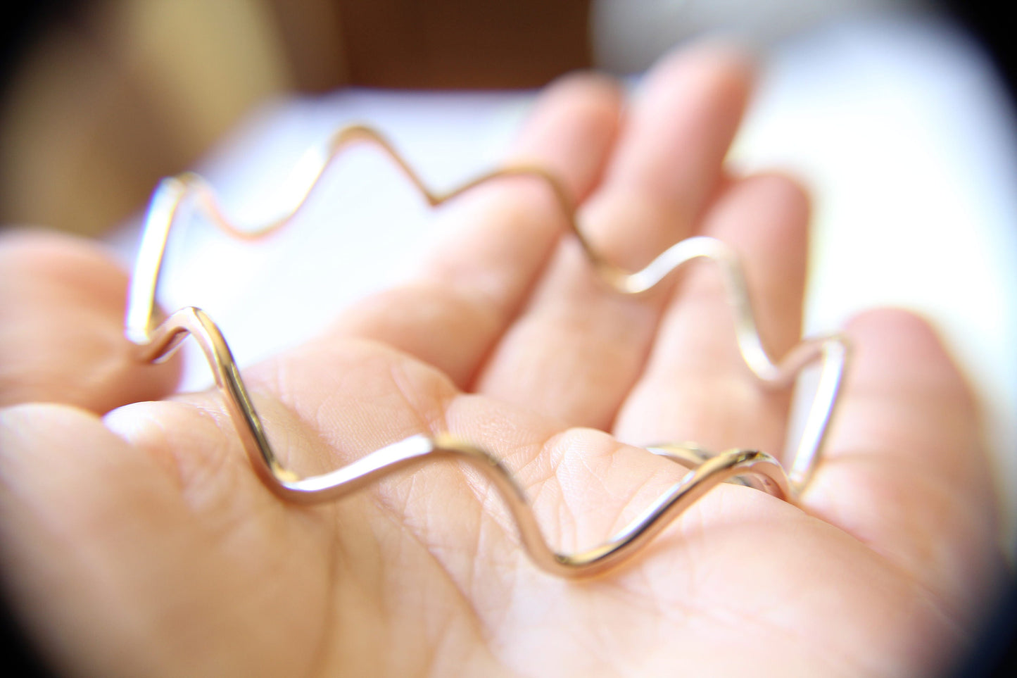 Squiggle Bangle, Zig Zag Bangle, Wave Bangle, Wavy Bangle, Textured Bangle, Hammered Wave Bangle, Stacking Bangle, Simple Bangle, Unique