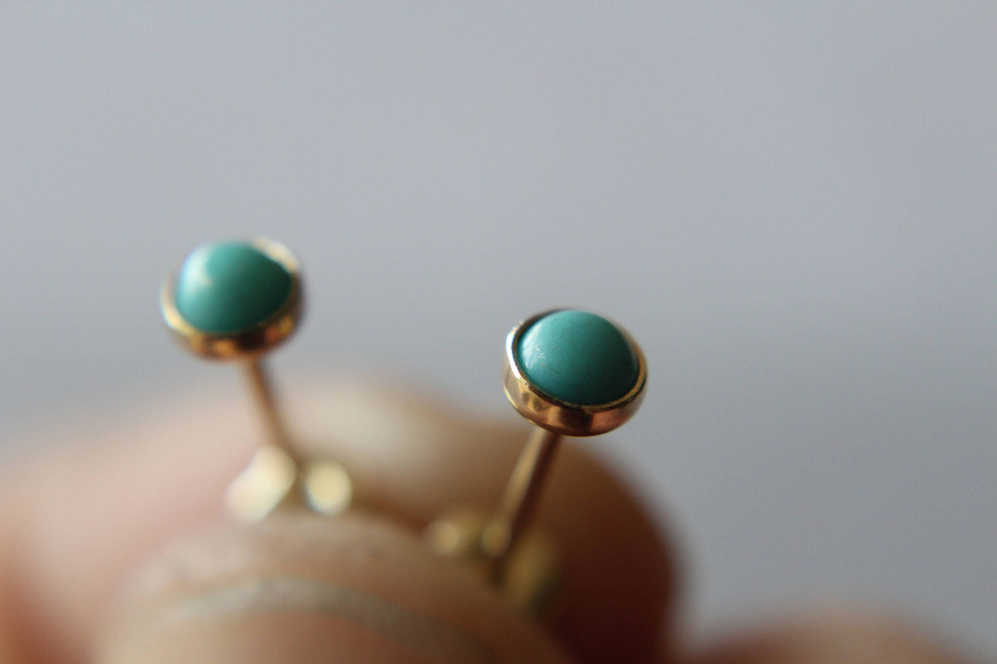 Turquoise Earrings, Solid Gold Studs, 14kt Gold Stud Earrings, Turquoise Studs, Gold Earrings, Earrings, Gold Studs, Gemstone Earrings, Gift