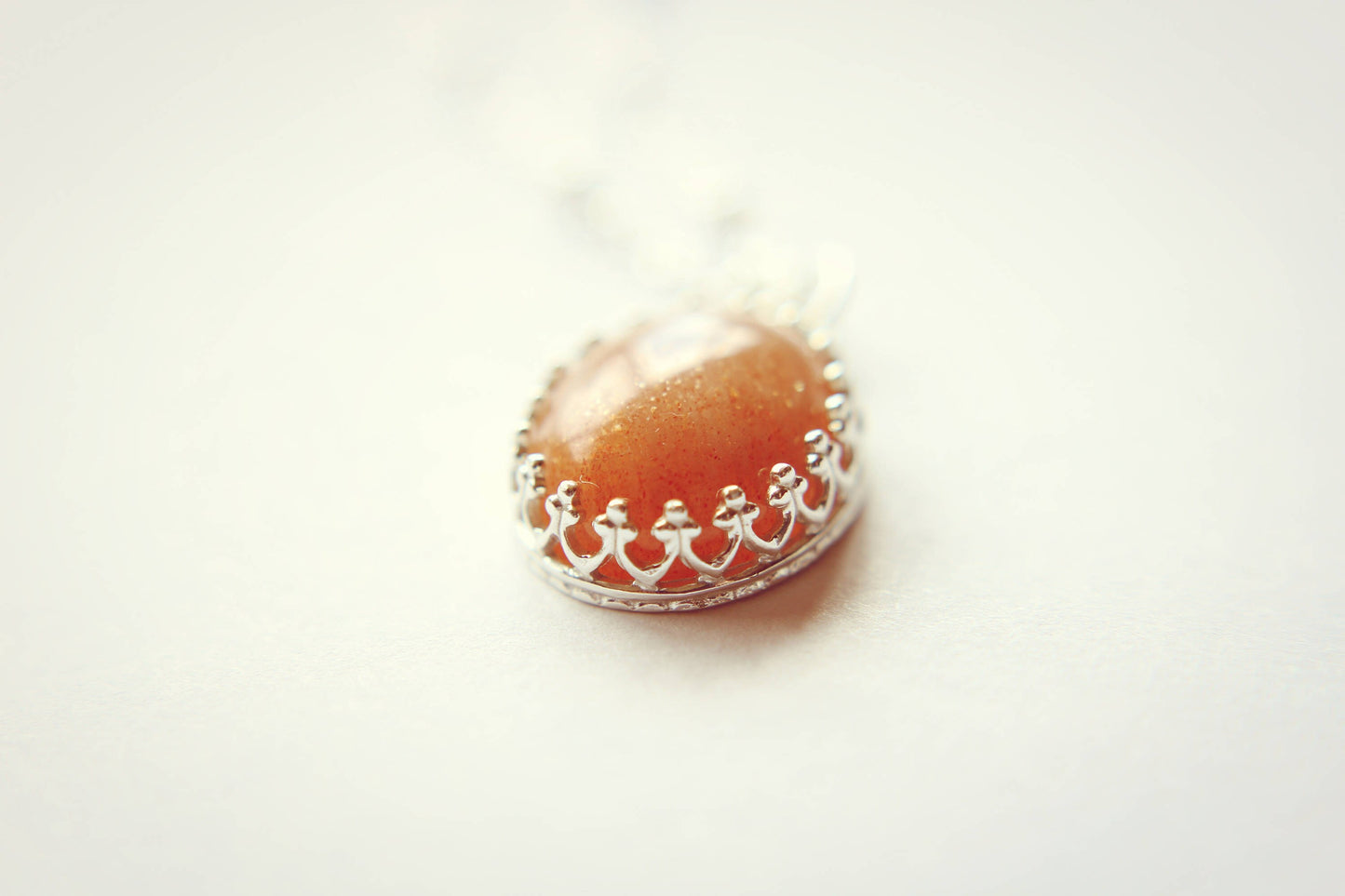 Sunstone Necklace, Victorian Necklace, Necklace, Stone Pendant, Speckled Sunstone Pendant Necklace, Boho Necklace, Layer Necklace, Gift