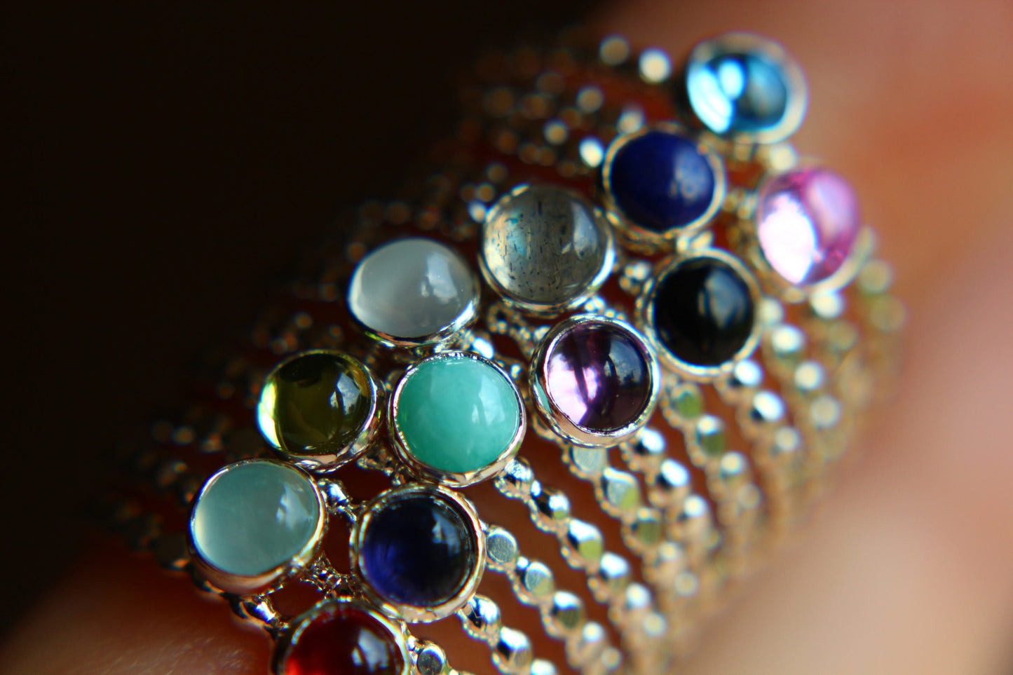 Gemstone Ring, Beaded Ring, Modern Ring, Labradorite, Gemstone Stacking Ring, Gemstone Jewelry, Boho Chic, Minimalist Ring, Stacking Ring