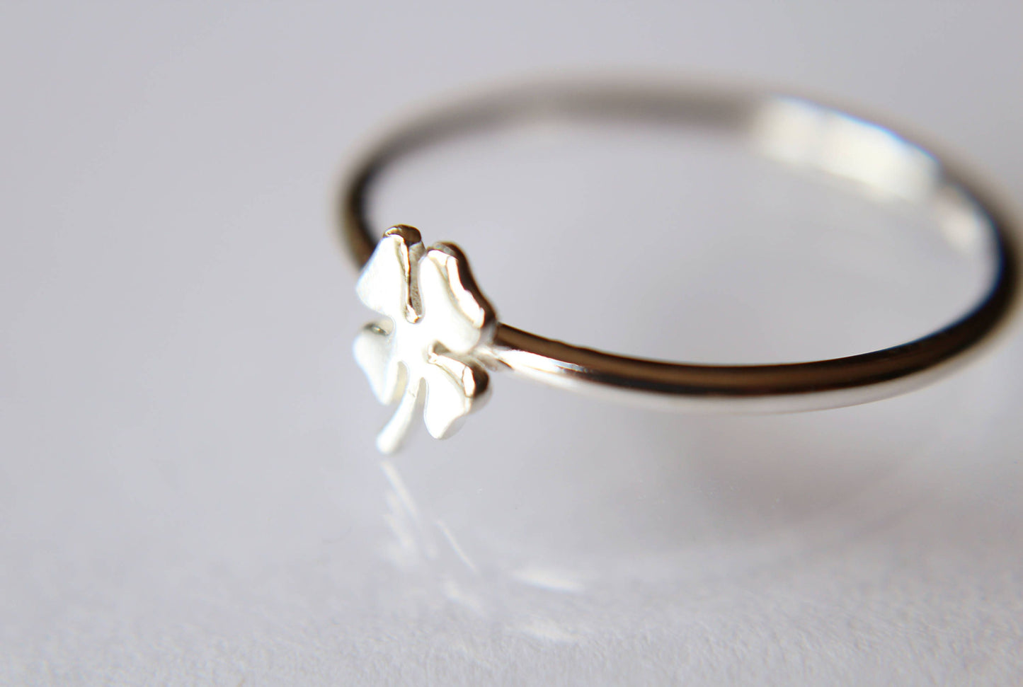 Lucky Ring, Clover Ring, Shamrock Ring, Simple Four Leaf Clover Ring, Gift, March, St. Patricks Day, Lucky, Clover, Minimalist, Gift
