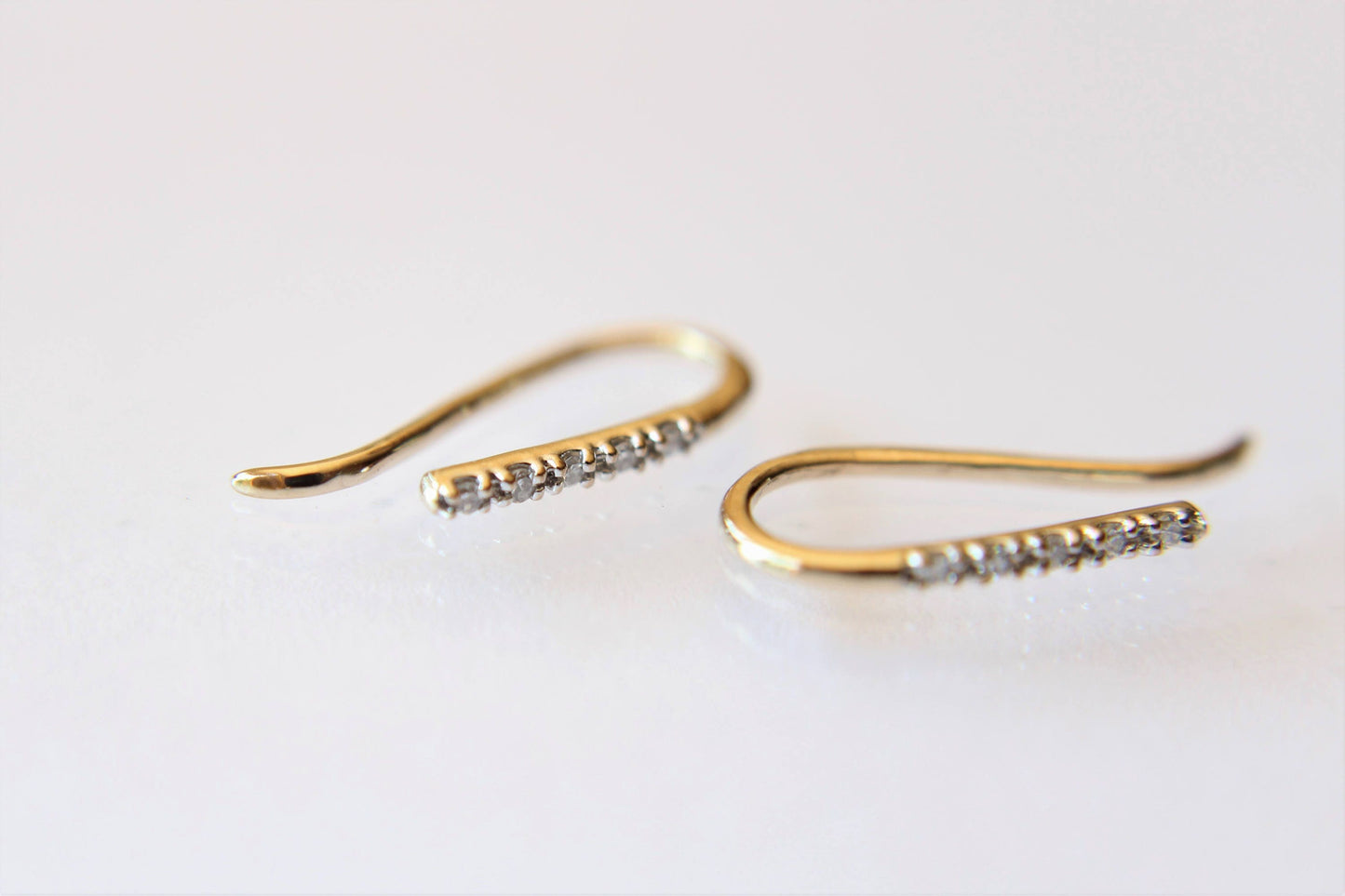 Diamond Line Earrings, Bar Earrings, Solid Gold Bar Earrings, Diamond Earrings, Line Earrings, Modern Chic, Dash Studs, Simple Bold Earring