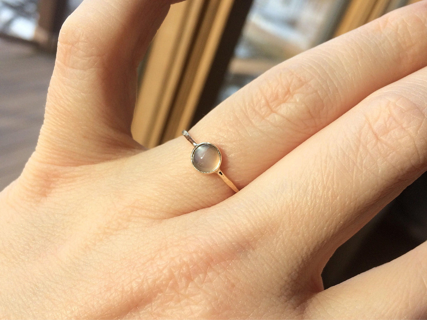 Grey Moonstone Ring, Gold Moonstone Ring, Simple Minimalist Ring, Natural Gemstone, Gemstone Stacking Ring, Moonstone Ring, Slim Gold Ring