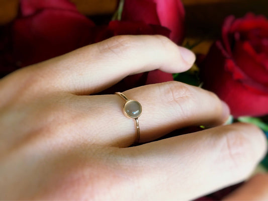 Grey Moonstone Ring, Gold Moonstone Ring, Simple Minimalist Ring, Natural Gemstone, Gemstone Stacking Ring, Moonstone Ring, Slim Gold Ring
