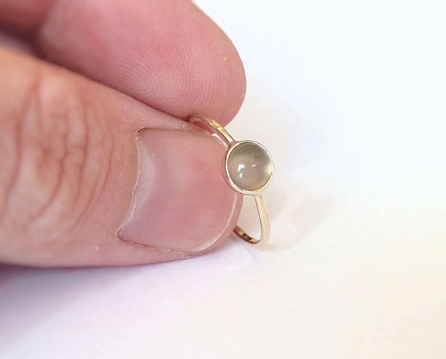 Grey Moonstone Ring, Gold Moonstone Ring, Simple Minimalist Ring, Natural Gemstone, Gemstone Stacking Ring, Moonstone Ring, Slim Gold Ring