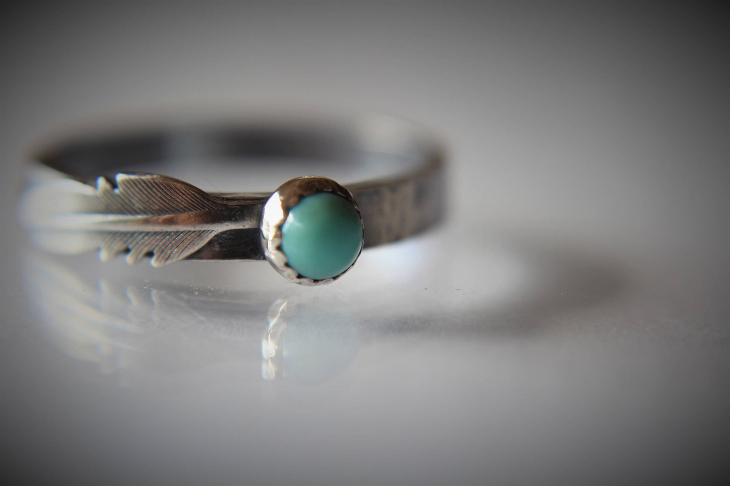 Turquoise Feather Ring, Feather Ring, Turquoise and Silver, Turquoise Ring, Sterling Silver Ring, Feather and Turquoise, Customizable, Gift