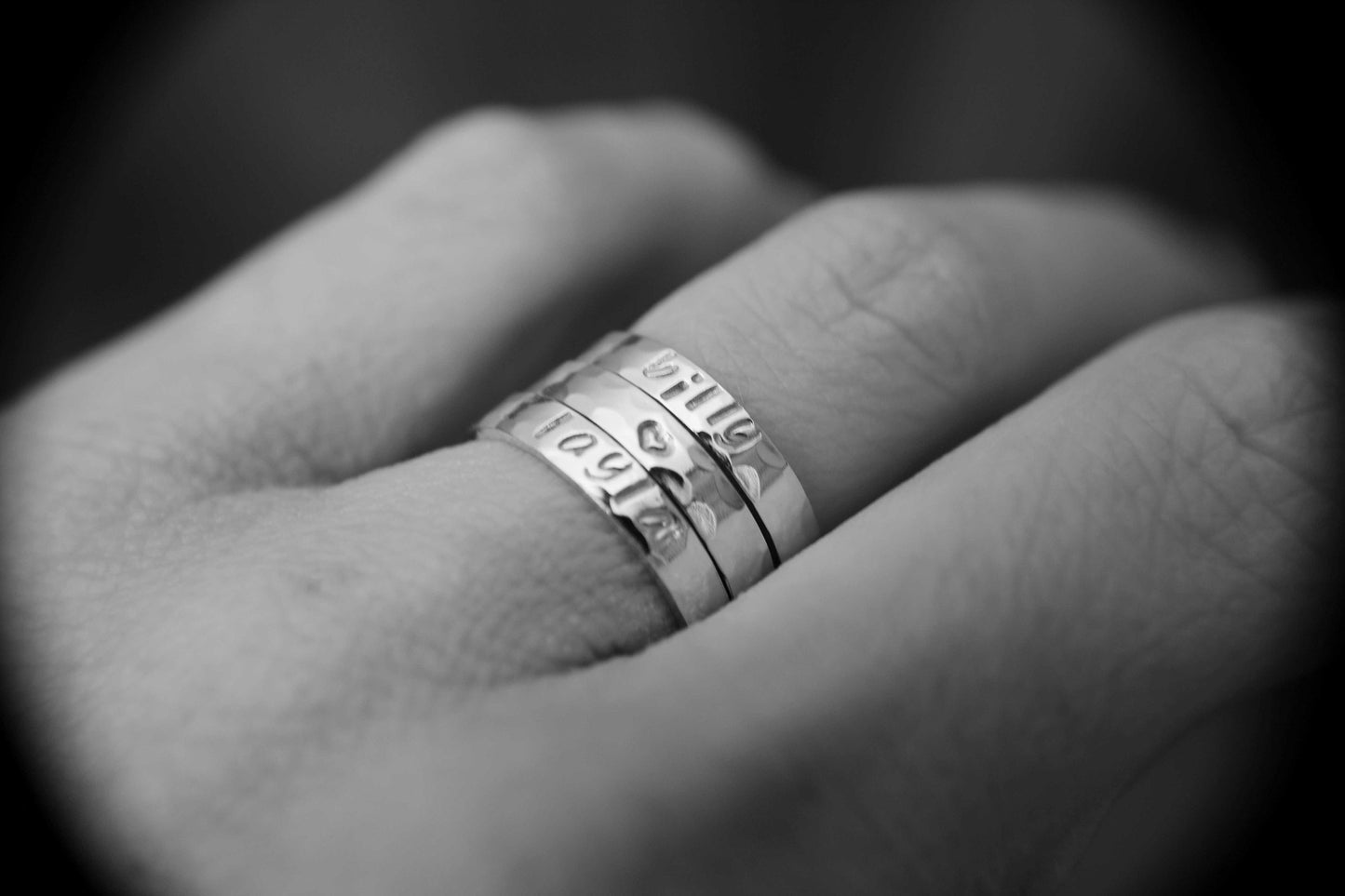 Hand Stamped Sterling Silver Stackable Rings, Personalized Rings, Customized Rings, Mothers Ring, Kids Names, Cute Rings, Stackable, Gift