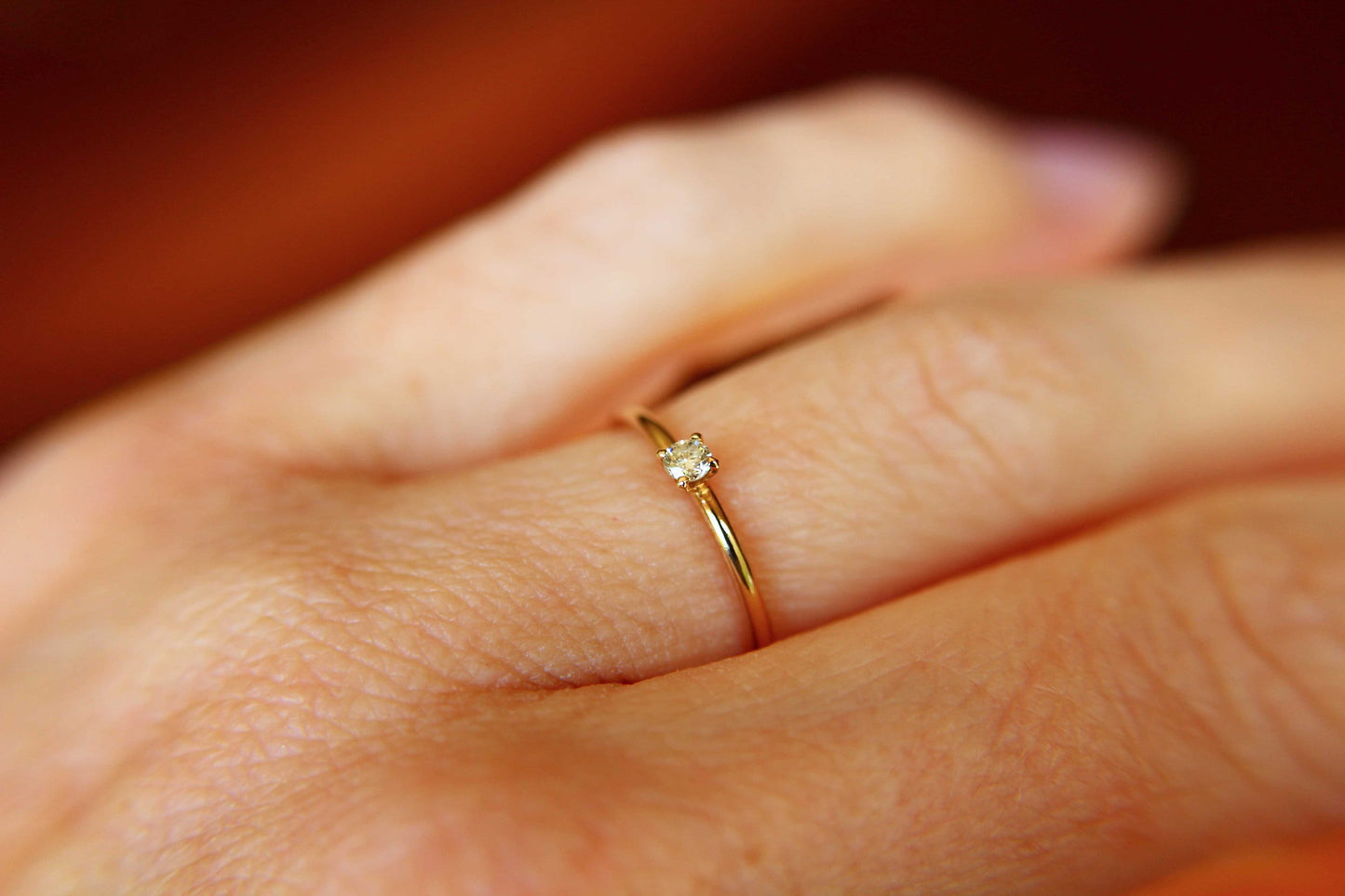Diamond Ring, Genuine White Diamond Ring, White Diamond, Simple Diamond Ring, Minimal, Gift, April Birthstone Ring, Gold Diamond Ring, Gift