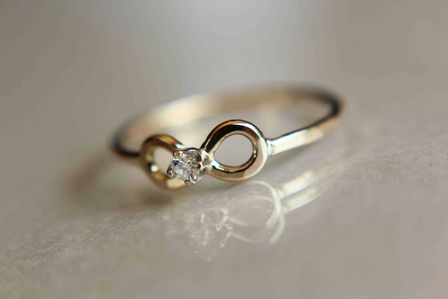 Diamond Infinity Ring, Dainty Forever Ring, Stacking Ring, Inifinity Ring, Open Infinity Ring, Eternity Ring, Artsy Infinity Ring, Gift