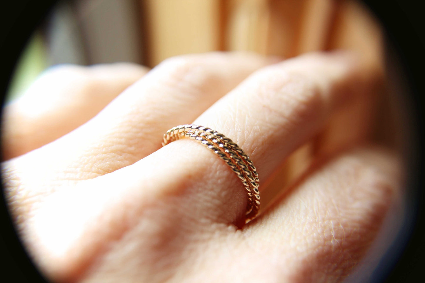 Gold Interlocking Ring,Thumb Ring,Rope Band, Gold Thumb Ring, Textured Ring, Rolling Ring,Stacking Ring, Minimalist Ring, Unique Ring, Rings