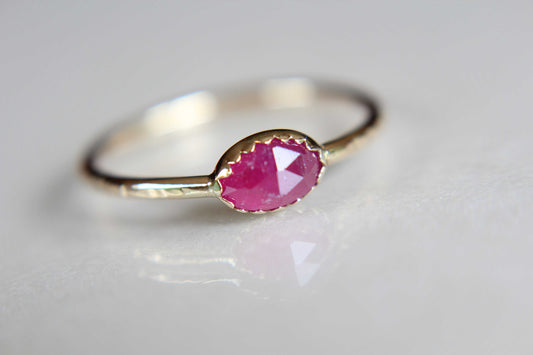 Ruby Ring, Oval Ruby, Stacking Ring, 14k Gold Ruby Ring, Natural Ruby, Genuine Ruby Ring, Simple, Minimal, Boho, Modern, Gypsy, Gift
