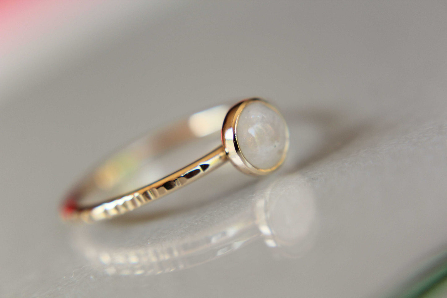 Moonstone Stacking Ring, Moonstone Ring, Engagement Ring, June Birthstone, Rainbow Moonstone, Gemstone Stacking Ring, Gold, Moonstone, Gift