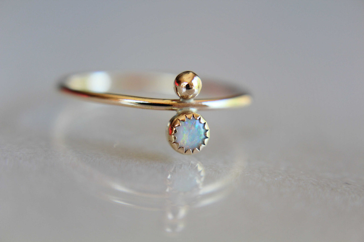 Opal Stacking Ring, Slim Ring, Stacking Gemstone Ring, Opal Rings, Unique Rings, Wisper Gemstone Rings, Gift, White Opal, Genuine, Gift
