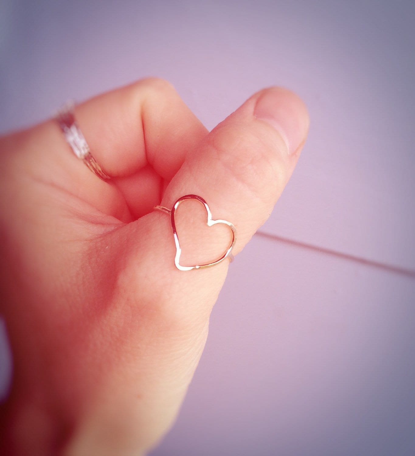 Minimalist Heart Ring, Gold Ring, Stacking Ring, Heart Ring, Open Heart Ring, Heart Rings, Artsy Heart Ring, Gift