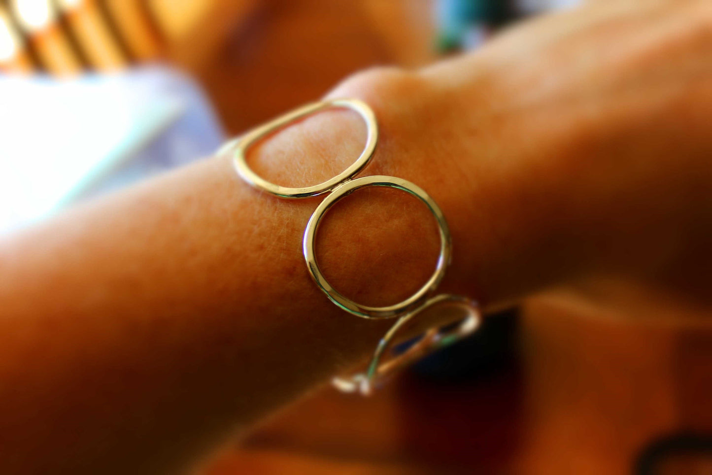 Circle Link Bracelet, Sterling Silver Hammered Circle Bracelet, Silver Circle Cuff, Silver Circle Bracelet, Circle Cuff, Everyday Jewelry