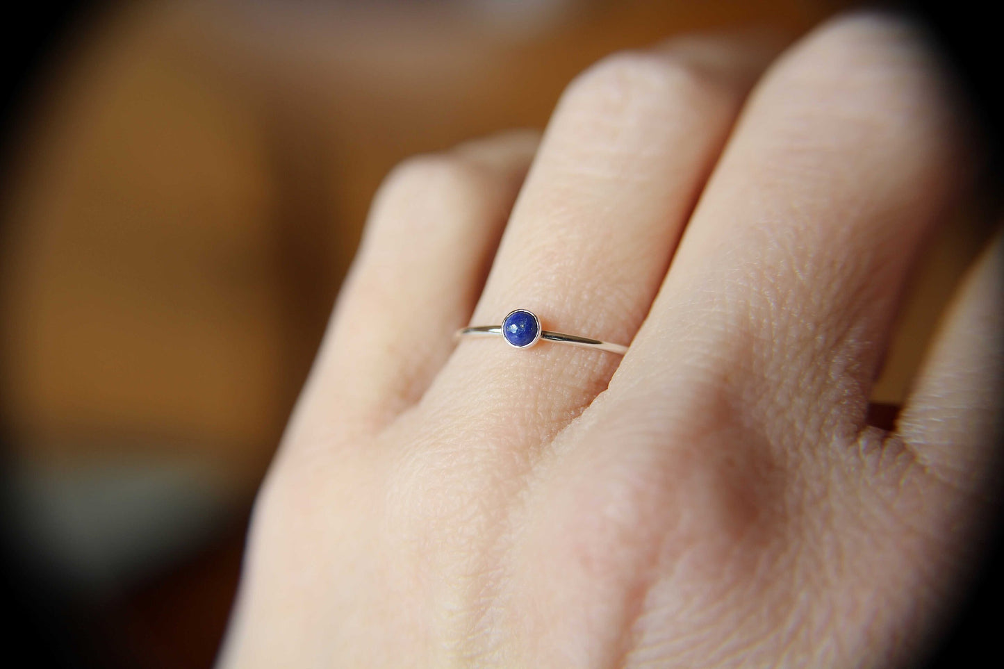 Lapis Ring, Lapis Stacking Ring, Tiny Lapis Ring, Gemstone Ring, Lapis Lazuli Ring, Gemstone Stacking Ring, Blue, Lapis Lazuli Stone, Gift
