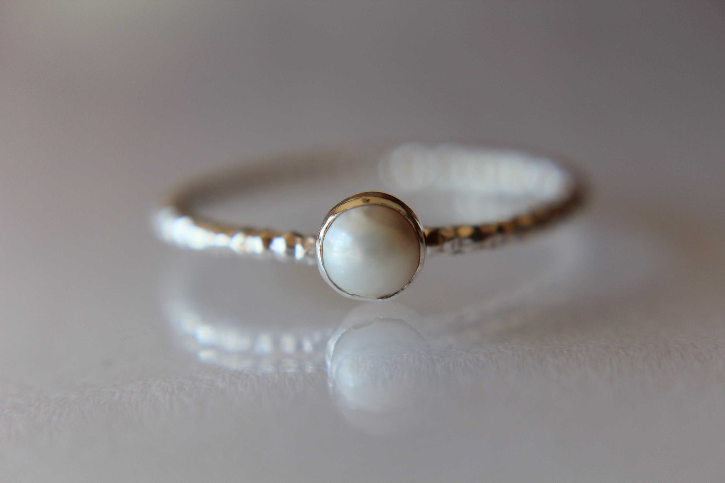 Pearl Ring, White Pearl Ring, Sterling Silver Pearl Ring, Freshwater Pearl Ring, Textured Pearl Ring, June Birthstone, Pearl Jewelry, Gift