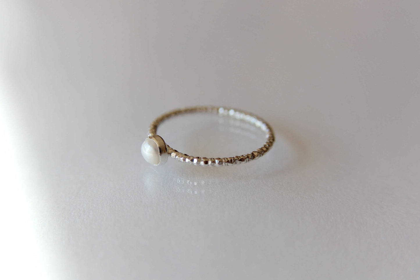 Pearl Ring, White Pearl Ring, Sterling Silver Pearl Ring, Freshwater Pearl Ring, Textured Pearl Ring, June Birthstone, Pearl Jewelry, Gift