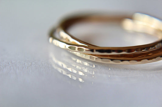 Notched Interlocking Thumb Ring,Thick Thumb Ring,Gold Russian Ring,Textured Ring,Rolling Ring,Stacking Rings,Minimalist Rings, Unique Rings