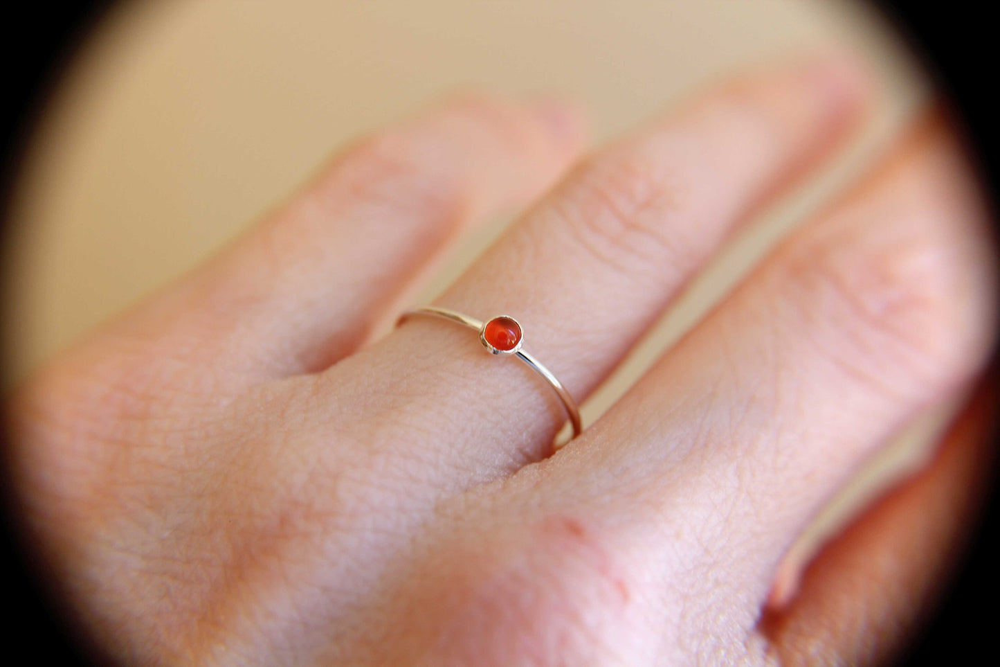 Carnelian Ring, Gemstone Ring, Tiny Carnelian Ring, Red, Modern, Simple, Everyday, Gift, Gemstone Jewelry, Natural Stone, Stacking Ring