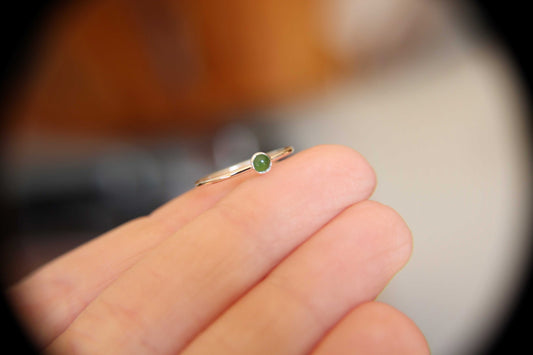 Tiny Jade Ring, Gemstone Ring, Green Jade Ring, Green, Modern, Simple, Everyday, Gift, Gemstone Jewelry, Natural Stone, Simple Ring