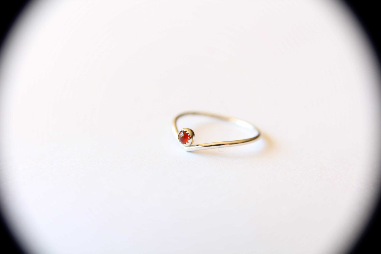 Chevron Ring, Stackable Ring, Birthstone Ring, Dainty Gemstone Ring, Minimalist Stackable Sterling Silver Birthstone Ring, Carnelian, Gift