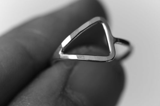 Triangle Ring, Silver Triangle Ring, Open Triangle Ring, Minimalist Ring, Open Triangle Rings, Sideways Triangle, Ring, Unique, Gift