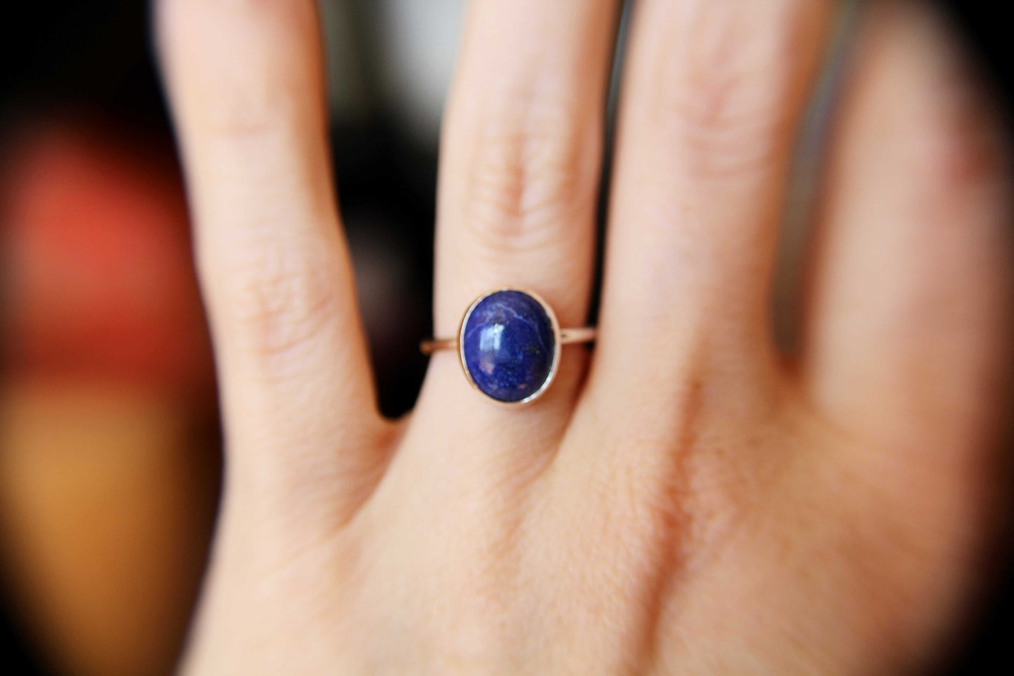 Lapis Lazuli Ring, Large Lapis Lazuli Ring, Lapis Jewelry, Gemstone Jewelry, Natural Stone, Cocktail Ring, Silver Lapis Lazuli Ring, Gift