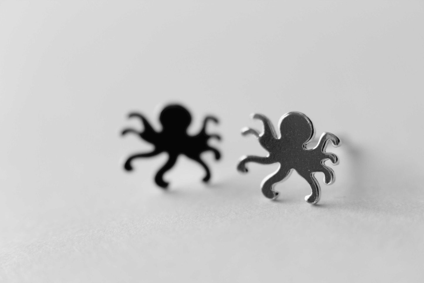 Octopus Stud Earrings, Sterling Silver Octopus Earrings, Minimalistic Tiny Octopus earrings, Squid Jewelry, Squid Earrings, Ocean Jewelry