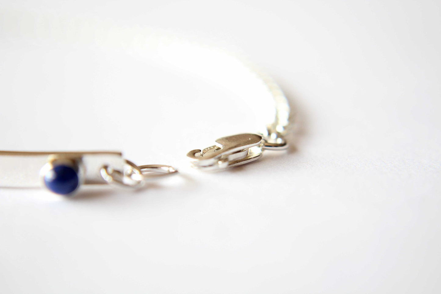 Skinny Nameplate Bracelet, Sterling Bar Bracelet, Personalized Bar Bracelet, Custom ID Bracelet, Lapis Lazuli Bracelet, Birthstone Bracelet