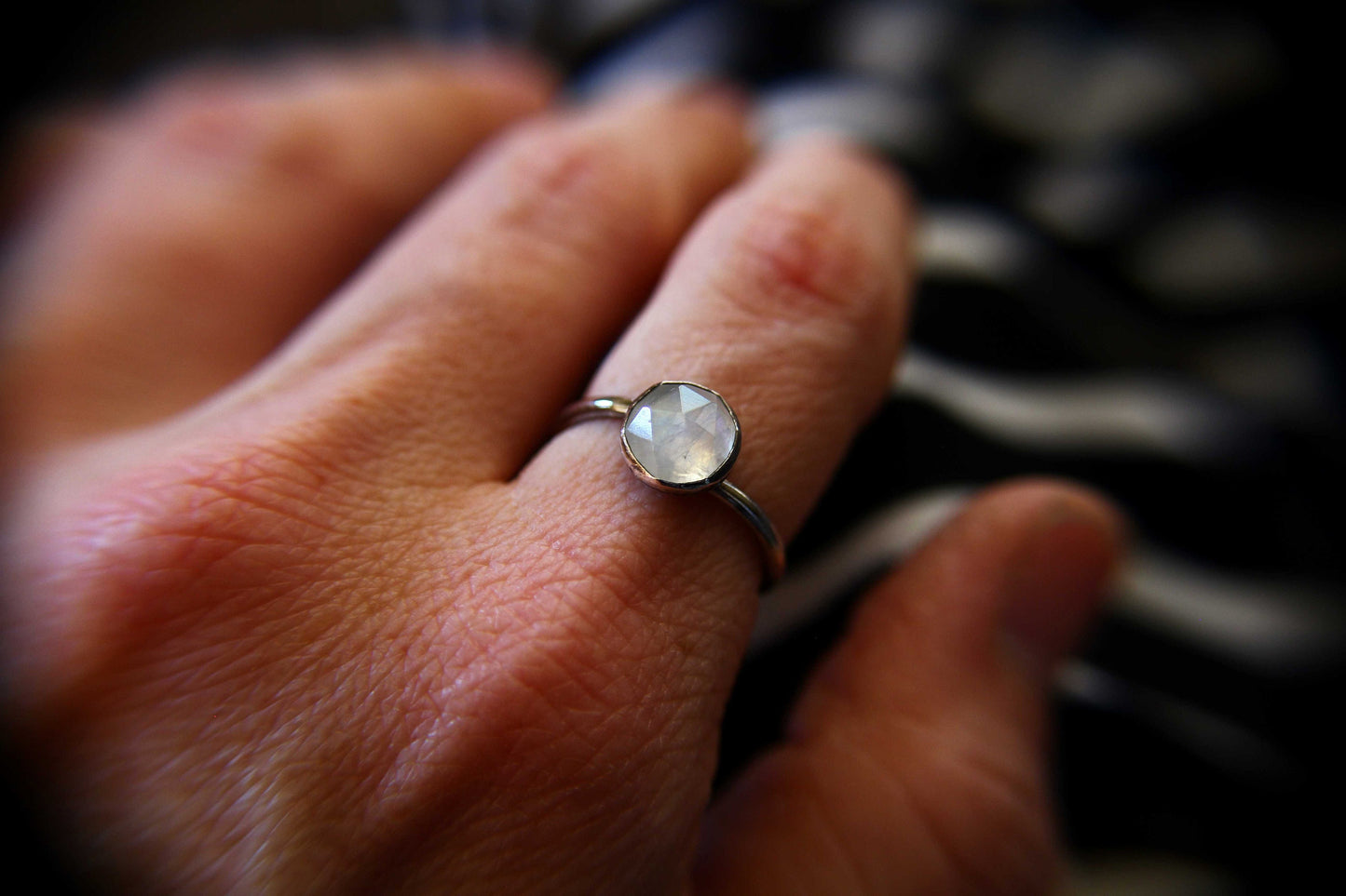 Moonstone Ring, Bypass Moonstone Ring, Faceted Moonstone Ring, Rainbow Moonstone Ring, Moonstone, Moonstone Jewelry, Bypass Ring, Gift