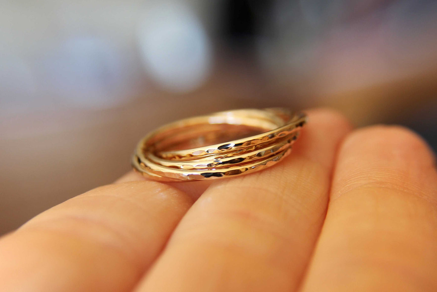 Gold Interlocking Rings, Thumb Rings, Textured Gold Thumb Ring, Interlocking Rings, Rolling Ring, Stacking Rings, Minimalist Rings