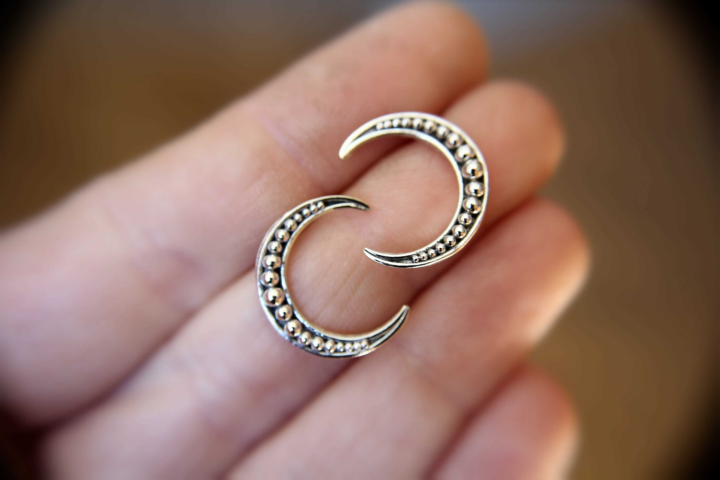 Crescent Moon Earrings, Crescent Earrings, Moon Stud Earrings, Crescent Stud Earrings, Beaded Moon Earrings, Boho Chic, Moon Jewelry, Gift