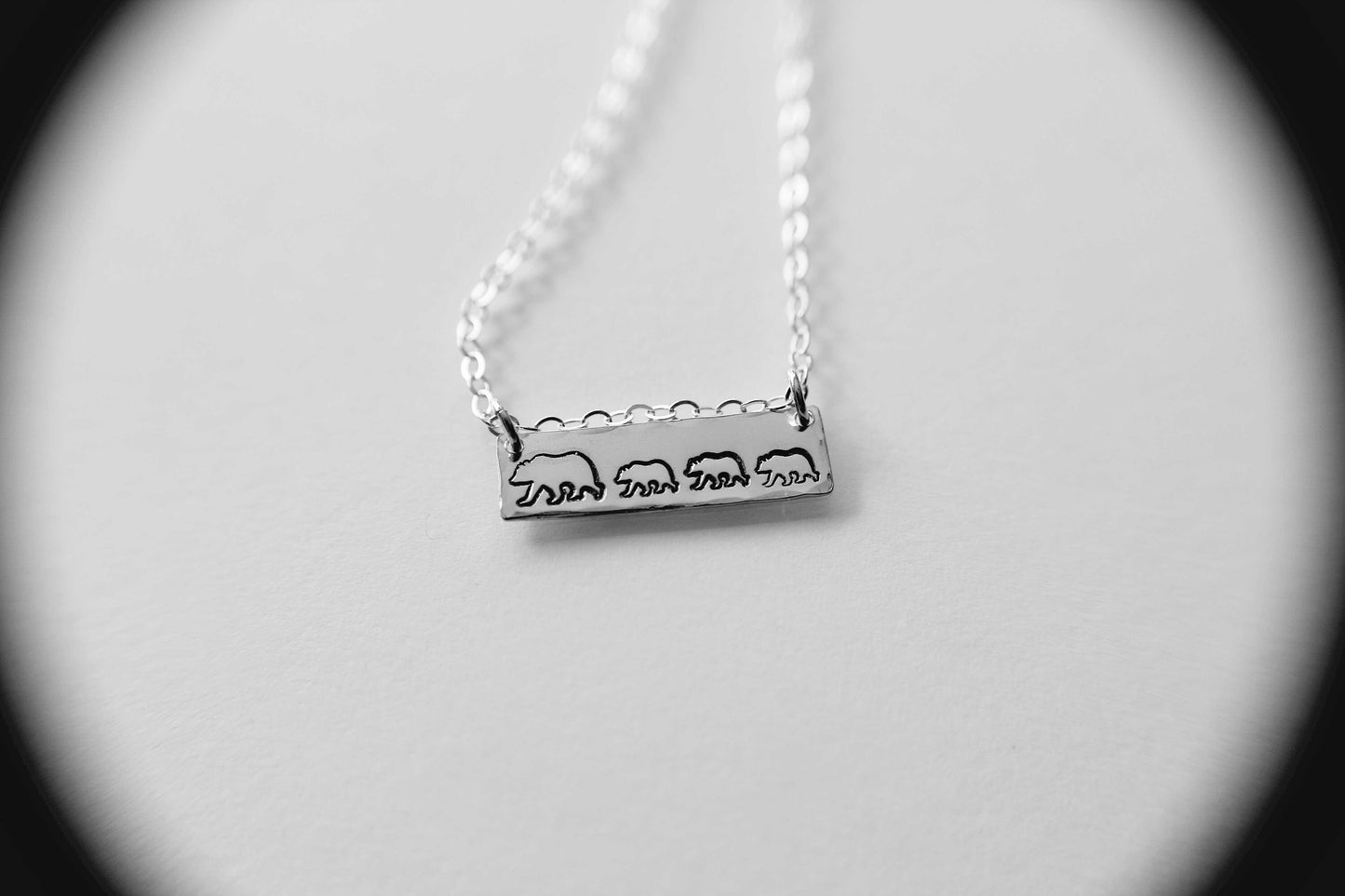Mama Bear Necklace, Bar Mama Baby, Mothers Gift, Bear Cubs Mama Bear Jewelry Mama Bear Gift, Silver Hand Stamped Mother Necklace, Gift