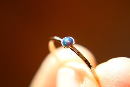 Textured Opal Stacking Ring, Slim Ring, Stacking Gemstone Ring, Opal Rings, Textured Rings, Wisper Gemstone Rings, Gift, Black Opal, Gift