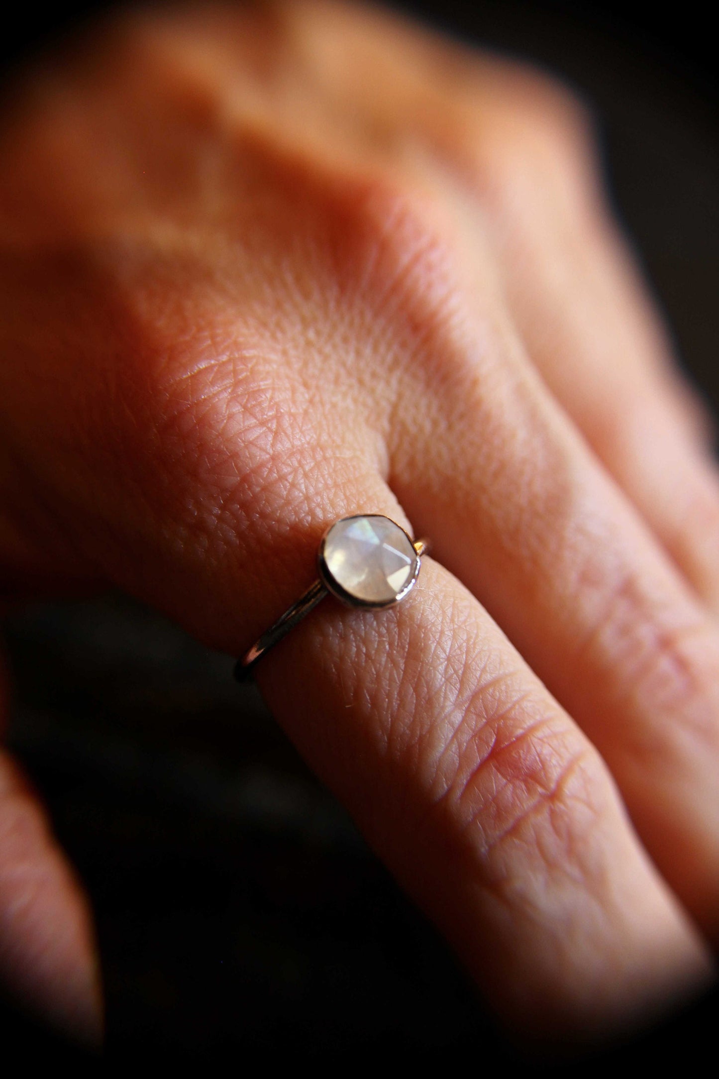 Moonstone Ring, Bypass Moonstone Ring, Faceted Moonstone Ring, Rainbow Moonstone Ring, Moonstone, Moonstone Jewelry, Bypass Ring, Gift