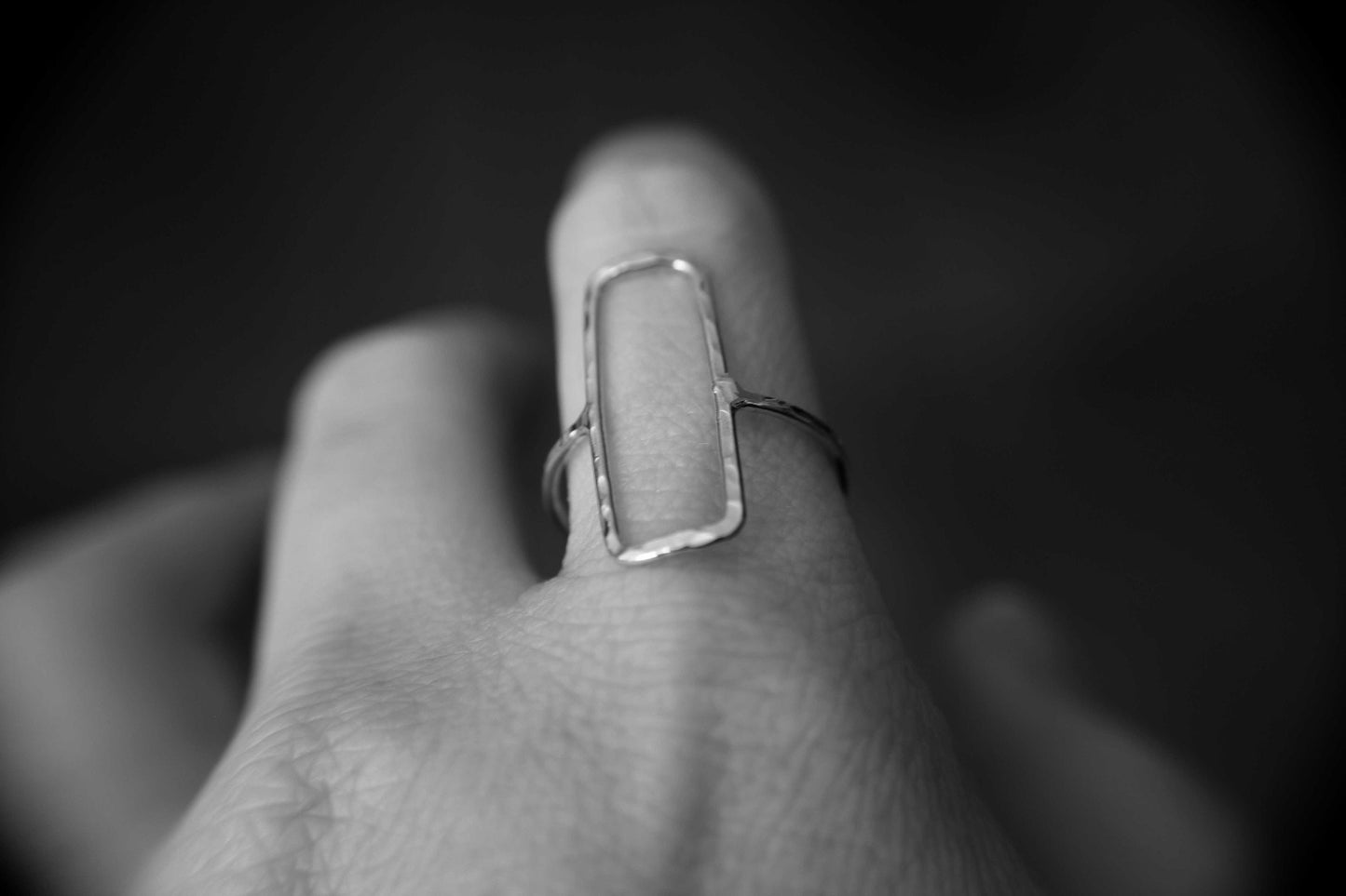 Rectangle Ring, Open Rectangle Ring, Long Modern Ring, Simple Open Ring, Rose Gold Ring, Open Rectangle Jewelry, Rectangle, Geometric Ring