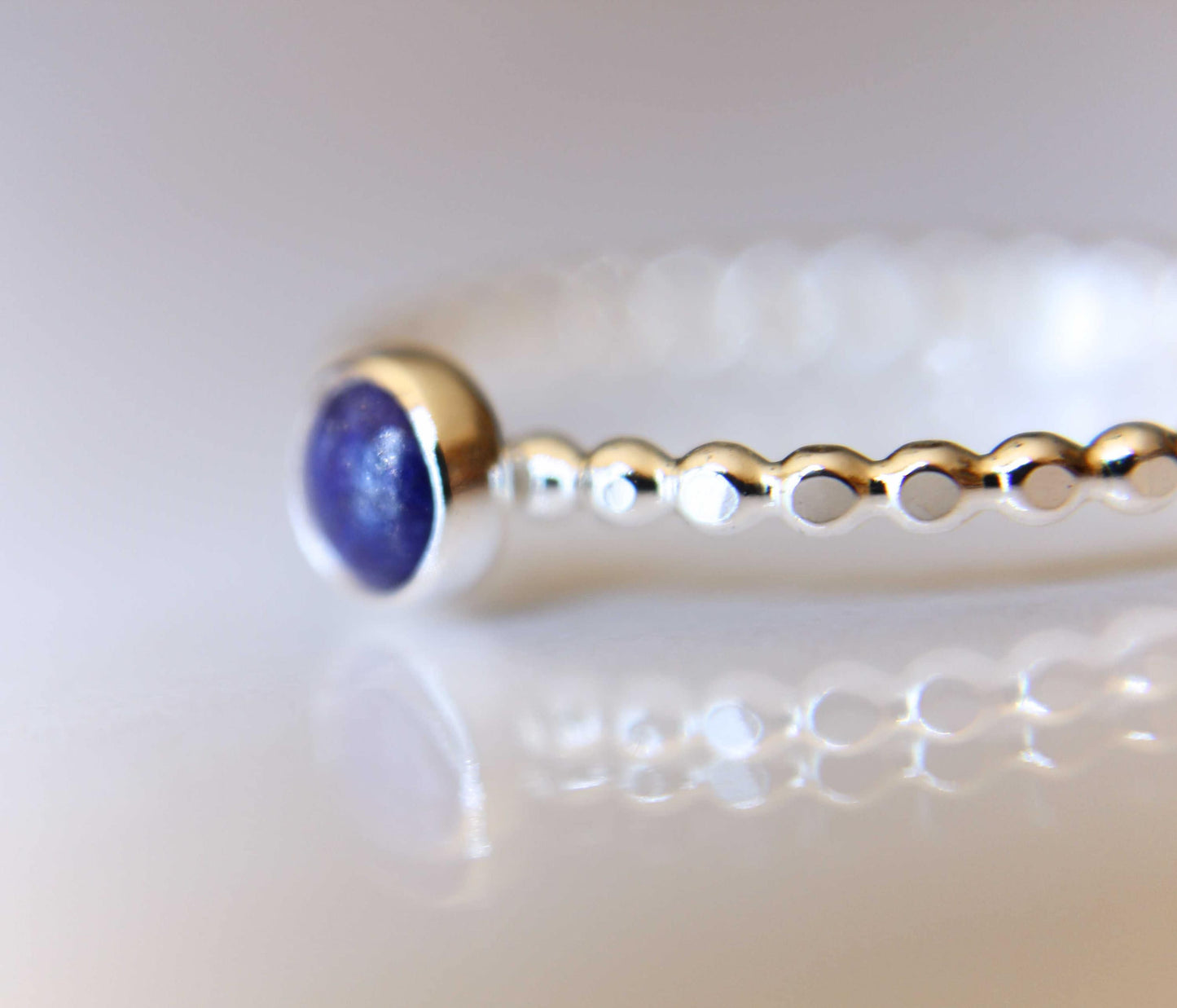 Lapis Ring, Lapis Stacking Ring, Beaded Lapis Ring, Gemstone Ring, Lapis Lazuli Ring, Gemstone Stacking Ring, Blue, Lapis Lazuli Stone, Gift