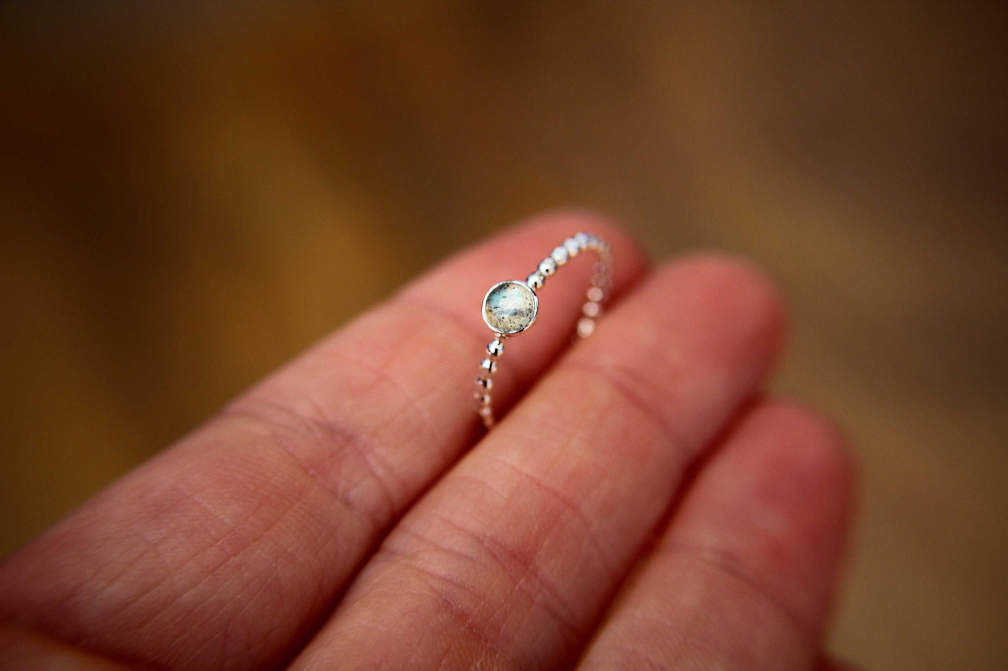 Beaded Labradorite Stacking Ring, Labradorite Ring, Natural Gemstone Ring, Labradorite, Gemstone Stacking Ring, Labradorite Gemstone